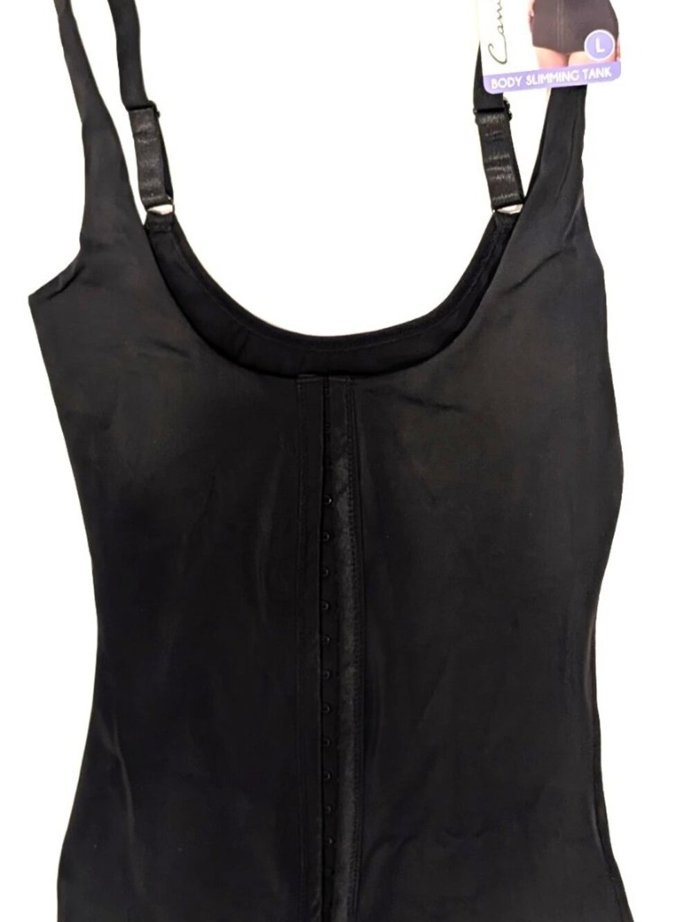 Carrie Amber Intimates Waist Shaping Body Slimming Cami Tank Large Black NWT